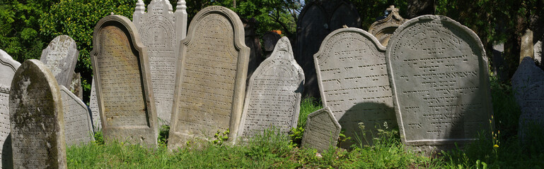 Jewish cemetery tombstone panorama