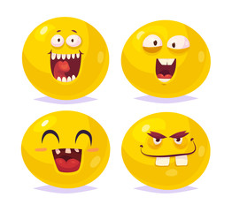 Fototapeta premium Smiles set of characters. Vector cute cartoons