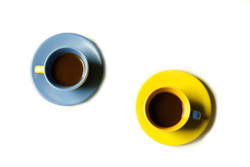 flat lay coffee  two cups