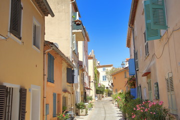 Fototapeta na wymiar Pretty picturesque Provence village street in Saint Tropez South of France