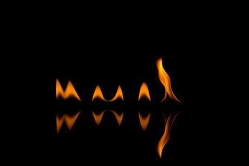 Fire flames on black background