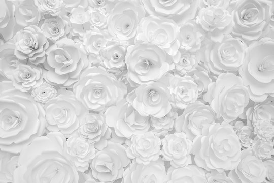 White Paper Flowers Decorative Background