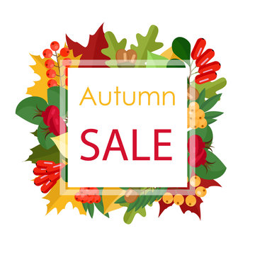Autumn sale vector illustration . Flat