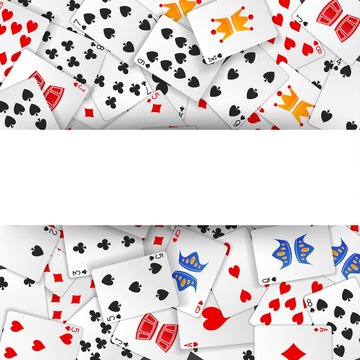 Poker card scattered with sign background