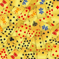 Golden poker card scattered background