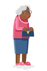 Grandmother Old African Adult Flat Design Vector Illustration