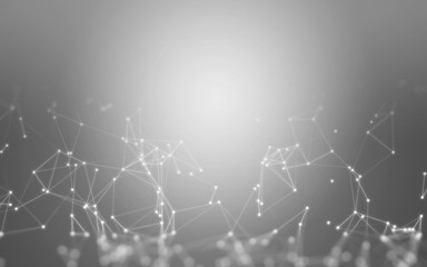 Abstract Polygonal Space Black and White Background with Low Poly Connecting Dots and Lines - Connection Structure - Futuristic HUD Background