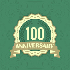 Centennial vector label on a green ornament background.