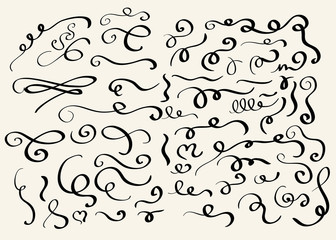 Obraz premium Decorative hand drawn swirl elements vector