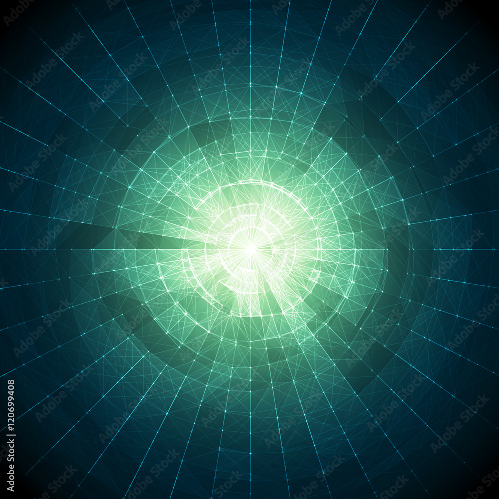 Aufkleber abstract blue and green vector mesh on colorful background - futuristic ux background - elegant back