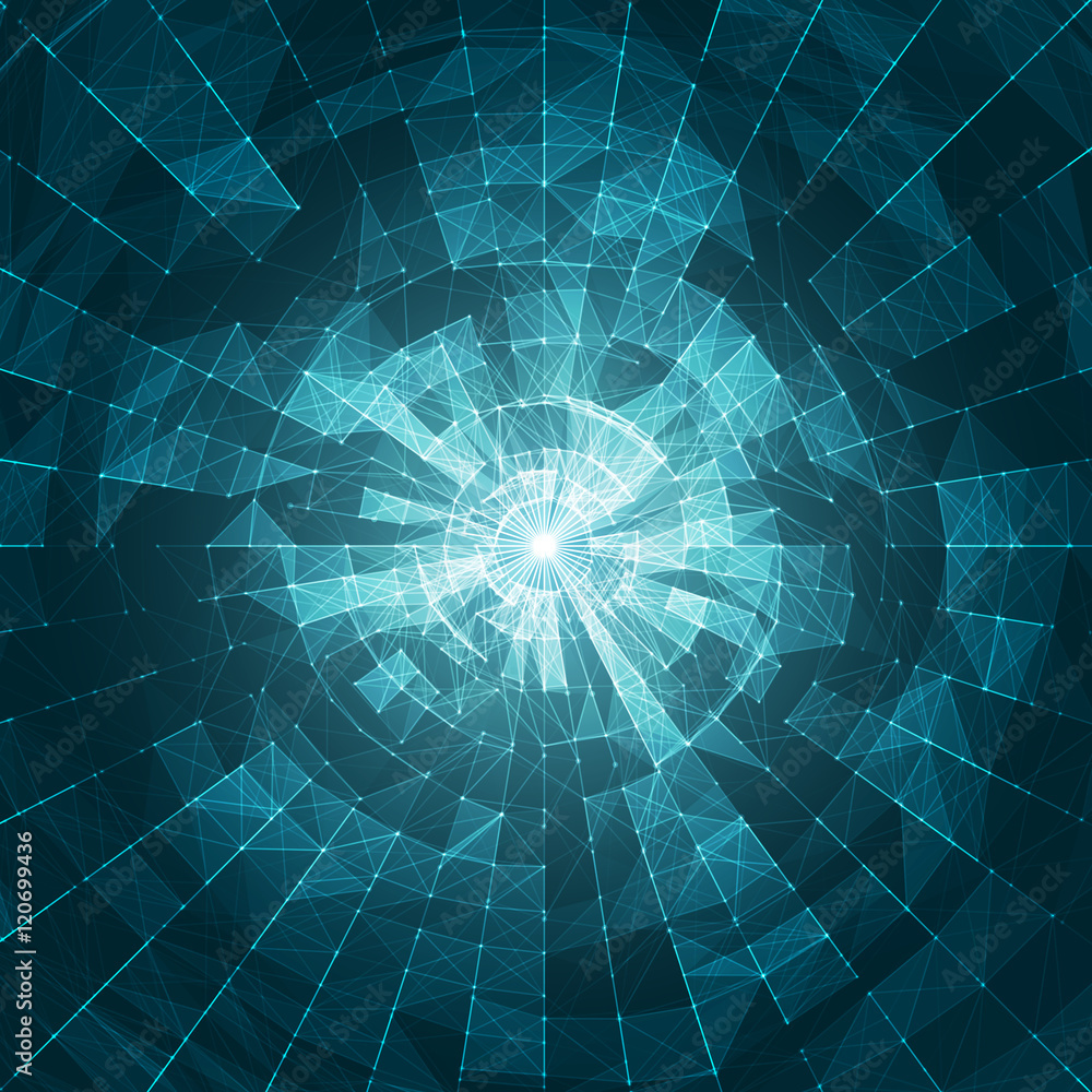 Poster white abstract vector mesh on blue background - futuristic ux background - elegant background for bu