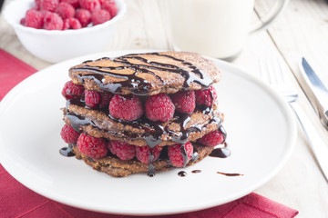 Pancakes with chocolate and berry