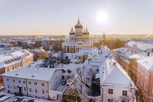 Alexander Nevsky Cathedral in Tallinn in the winter, Estonia