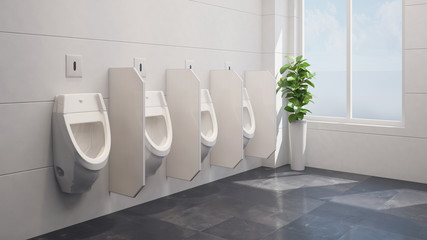 Geputzte Urinale in einer öffentlichen Toilette - obrazy, fototapety, plakaty