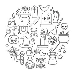 Outlined Halloween Elements : Vector Illustration