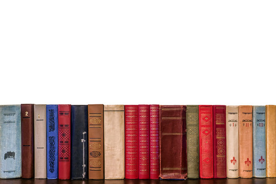 Spines Of Old Books On A White Background