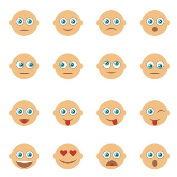 Set of Emoticons, Emoji. Smile icons. Isolated vector