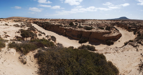 Fuerteventura, Isole Canarie: vista del canyon Los Barranco de Los Encantados, chiamato anche il burrone degli innamorati, il 5 settembre 2016