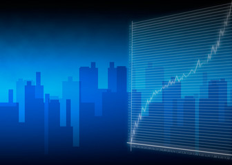 the graph on blue and black background