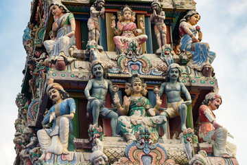Hinduism statue of Sri Mariamman temple in Singapore