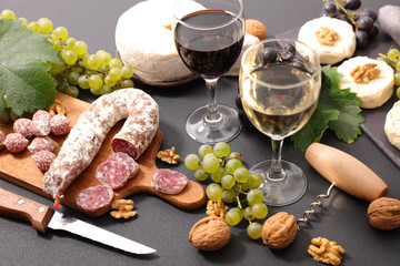 wine,cheese and salami