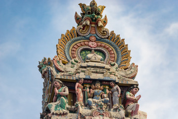 Hinduism statue of Sri Mariamman temple in Singapore