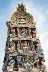 Hinduism statue of Sri Mariamman temple in Singapore