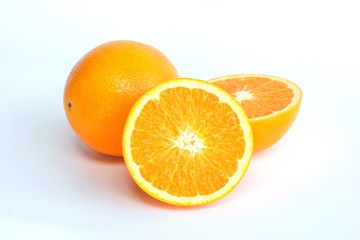 Orange fruit on white background.