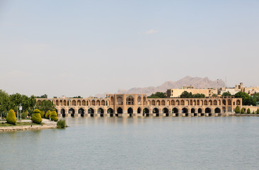 Fototapeta na wymiar View of river and Khaju Bridge, Isfahan, Iran