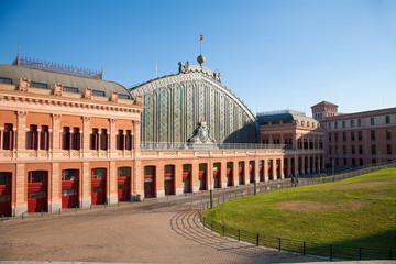 sunny facade of Madrid Atocha train station