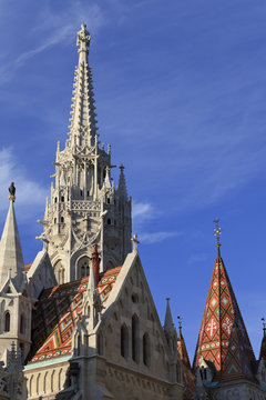 Hungary, Budapest, Fisherman's Bastion and Matthias Church
