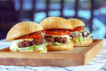Juicy beef burgers