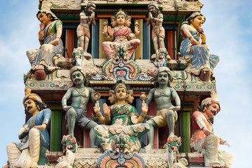 Hinduism statue of Sri Mariamman temple in Singapore
