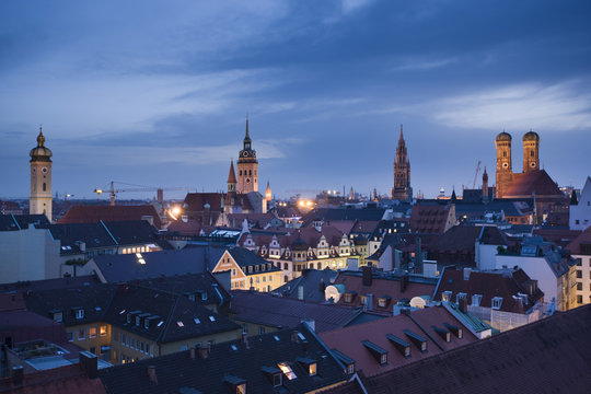 Germany, Bayern/Bavaria, Munich, Old Town Munich from Mandarin-Oriental Hotel