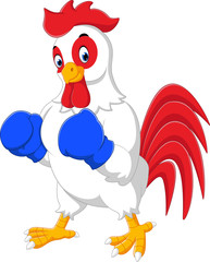 Cute rooster cartoon boxing