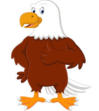 Eagle cartoon giving thumb up

