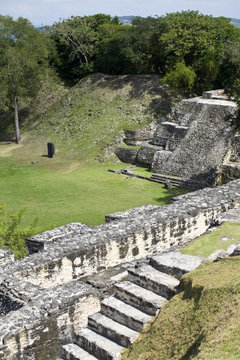 Belize, Caracol ruins, Plaza A, Structure A6 - Temple of the Wooden Lintel, one of the oldest buildings in Caracol