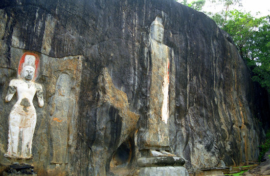 Buddhist statues, Buduruvagala, Sri Lanka