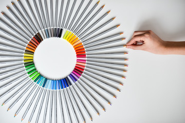 pencils laid out by color