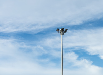 sport light post on beautiful sky background