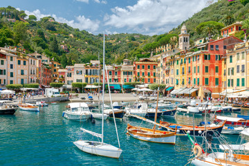 Portofino. The resort town in Liguria. - obrazy, fototapety, plakaty