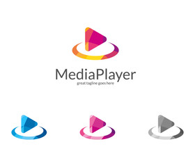 Media player logo. Polygonal logo. Easy to edit change size, color and text.