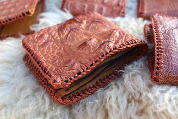 wallet of leather crocodile skin