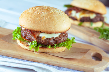 Tasty and appetizing hamburger