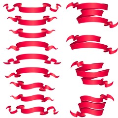 Obraz premium Collection of realistic red ribbon banners