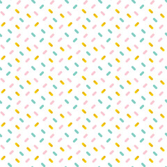 Cute pink, mint green and gold confetti seamless pattern background.
