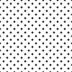 Fototapeta na wymiar Monochrome, black and white abstract crosses seamless pattern background.