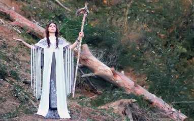 Shaman with Staff and glass ball outdoor
