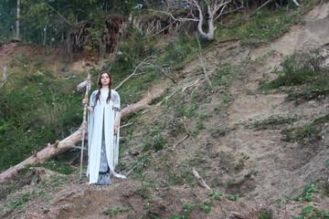 Shaman with Staff and glass ball outdoor