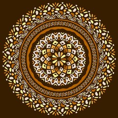 Vector mandala background with Oriental, Indian, Arabic, African motifs.
